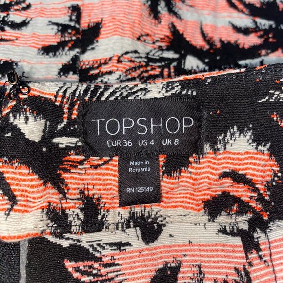 Topshop Palm Tree Mini Skirt Cotton Blend Multicolor Jacquard Size 4 - Picture 4 of 7